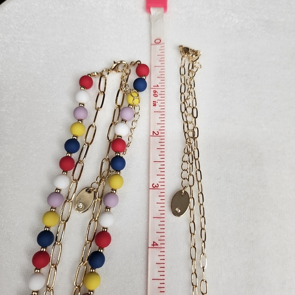 Women's Lot of Jewelry 2 Necklaces 1 Pair of Earrings Gold Tone Colorful NWOT - Picture 12 of 12